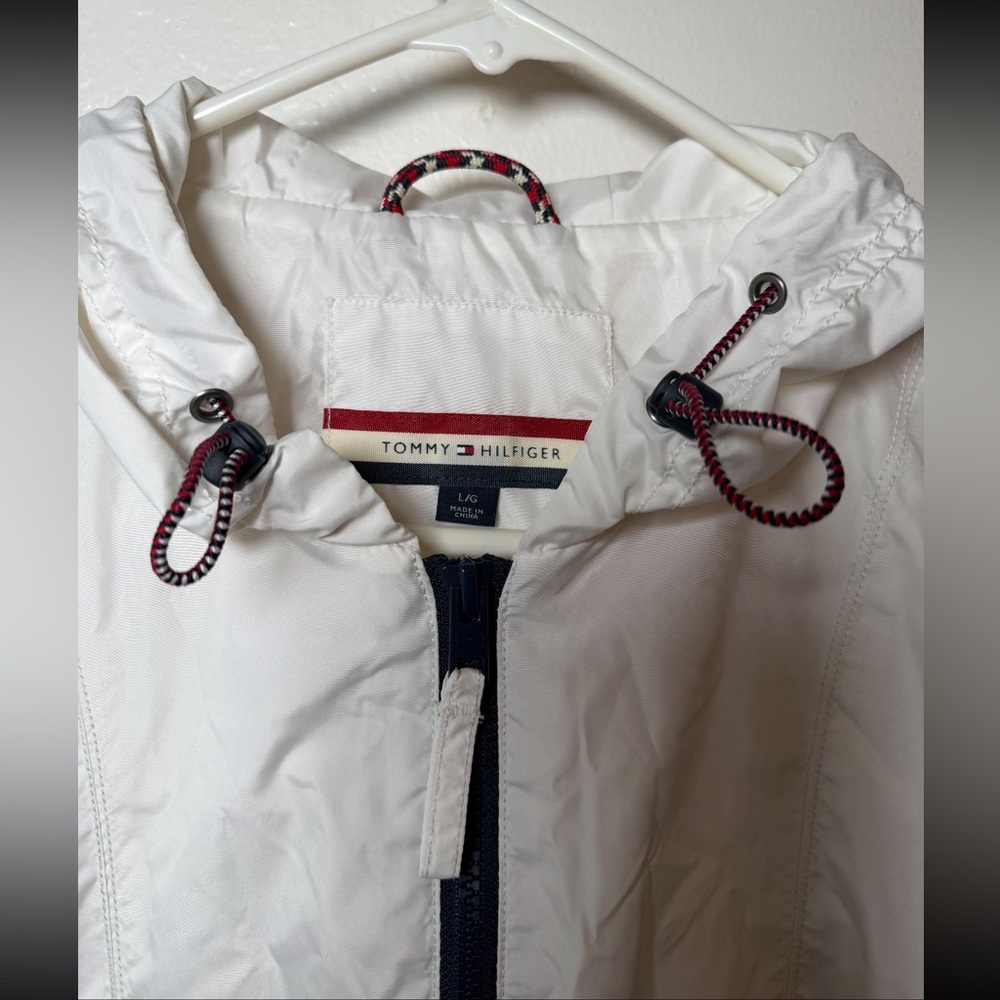 Tommy Hilfiger White Windbreaker Pullover Hoodie Jacket Men’s Size Large - Picture 4 of 10